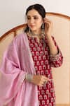 Buy_Maison Shefali_Red Kurta And Pant Cotton Printed Block Notched Straight Set 