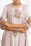 Shop_Maison Shefali_White Kurta And Pant Cotton Printed Block Round Gota Work Kalidar Set _Online_at_Aza_Fashions