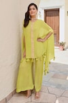 Buy_Palak & Mehak_Multi Color Pure Crepe Print Bandhani Round Kai Kaftan With Palazzo _at_Aza_Fashions