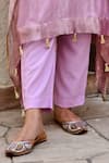 Shop_Palak & Mehak_Purple Tissue Plain V Neck Mira Shimmer Finish Kaftan With Pant _Online_at_Aza_Fashions