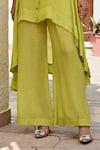 Shop_Palak & Mehak_Green Pure Crepe Print Bandhani Collared Neck Ria Tunic With Pant _Online_at_Aza_Fashions