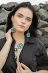 Buy_The YV Brand by Yashvi Vanani_Blue Stone The Brookcress Dangler Earrings _at_Aza_Fashions