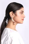 Buy_The YV Brand by Yashvi Vanani_Peach Stone Serpente Dangler Earrings _at_Aza_Fashions