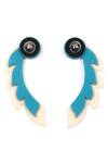 Shop_The YV Brand by Yashvi Vanani_Blue Stone The Phoenix Wing Stud Earrings _at_Aza_Fashions