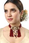 Buy HRISHA Gold Plated Pearls, Diamonds Hand Painted Meenakari Choker Set at Aza Fashions Buy_HRISHA_Gold Plated Pearls, Diamonds Hand Painted Meenakari Choker Set_at_Aza_Fashions