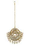 Shop_Riana Jewellery_Gold Plated Bead Drop Maangtikka _at_Aza_Fashions