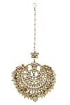 Shop_Riana Jewellery_Gold Plated Bead Drop Maangtikka _at_Aza_Fashions