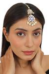 Buy_Riana Jewellery_Blue Real Jadtar Stones Handcrafted Maangtikka _at_Aza_Fashions