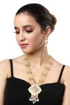 Buy_HRISHA_Cream Diamonds, Pearls Agate Embellished Necklace Set _at_Aza_Fashions