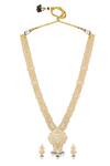 Shop_HRISHA_Cream Diamonds, Pearls Agate Embellished Necklace Set _at_Aza_Fashions