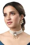 Buy_Hrisha Jewels_Cream Embellished Kundan Polki Necklace Set _at_Aza_Fashions