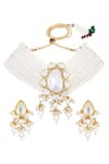 Shop_Hrisha Jewels_Cream Embellished Kundan Polki Necklace Set _at_Aza_Fashions