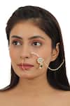 Buy_Riana Jewellery_Gold Plated Diamonds, Pearls, Beads Floral Carved Nath _at_Aza_Fashions