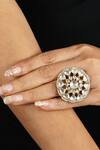 Buy_Riana Jewellery_Gold Plated Real Jadtar Stones Floral Motif Ring _at_Aza_Fashions