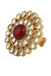 Shop_Riana Jewellery_Gold Plated Real Jadtar Stones Studded Ring _at_Aza_Fashions