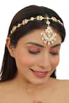 Buy_Riana Jewellery_Gold Plated Pearls And Jadtar Stone Embellished Mathapatti _at_Aza_Fashions