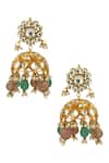 Shop Riana Jewellery Gold Plated Floral Carved Jhumkas at Aza Fashions Shop_Riana Jewellery_Gold Plated Floral Carved Jhumkas _at_Aza_Fashions