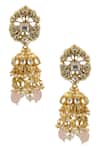 Shop_Riana Jewellery_Gold Plated Real Jadtar Stones Bead Drop Jhumkas _at_Aza_Fashions