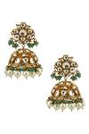 Shop_Riana Jewellery_Gold Plated Carved Jhumkas _at_Aza_Fashions