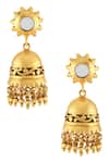 Shop_Tribe Amrapali_Gold Plated Handcrafted Floral Jhumkas _at_Aza_Fashions