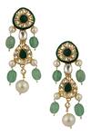 Shop_Riana Jewellery_Gold Plated Real Jadtar Stones Bead Drop Dangler Earrings _at_Aza_Fashions