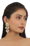 Buy_Riana Jewellery_Gold Plated Glitter, Pearls, Stones Floral Carved Dangler Earrings _at_Aza_Fashions