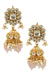 Shop_Riana Jewellery_Gold Plated Carved Jhumkas _at_Aza_Fashions