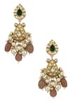 Shop_Riana Jewellery_Gold Plated Metallic Thread Bead Drop Dangler Earrings _at_Aza_Fashions