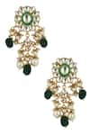 Shop_Riana Jewellery_Gold Plated Metallic Thread, Stones, Pearls Bead Drop Dangler Earrings _at_Aza_Fashions