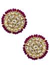 Shop_Riana Jewellery_Gold Plated Real Jadtar Stones Circular Studs _at_Aza_Fashions