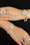 Buy_Riana Jewellery_Gold Plated Beads, Stones Floral Carved Haathphool Set _at_Aza_Fashions