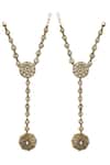 Shop_Riana Jewellery_Gold Plated Beads, Stones Floral Carved Haathphool Set _at_Aza_Fashions