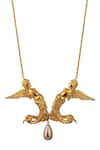 Shop_Eina Ahluwalia_Gold Plated Brass Bead Drop Pendant Necklace_at_Aza_Fashions