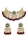 Shop_Riana Jewellery_Gold Plated Metallic Thread, Crystals Stone Embellished Necklace Set _at_Aza_Fashions