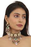 Buy_Riana Jewellery_Gold Plated Real Jadtar Stones Pearl Embellished Necklace Set _at_Aza_Fashions