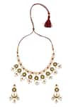 Shop_MAISARA JEWELRY_Gold Plated Pearls, Stones Kundan Choker Set_at_Aza_Fashions