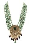 Shop_Riana Jewellery_Gold Plated Real Jadtar Stones Bead Embellished Pendant Necklace _at_Aza_Fashions