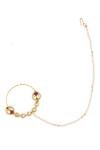 Shop_Maisara Jewelry_Gold Plated Pearls, Stones Kundan Nath _at_Aza_Fashions