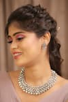 Buy_Ishhaara_Silver Plated Faux Diamonds Embellished Necklace Set _at_Aza_Fashions