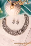 Shop_Ishhaara_Silver Plated Faux Diamonds Embellished Necklace Set _at_Aza_Fashions