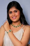 Buy_Ishhaara_Green Pearls, Stones Embellished Necklace Set _at_Aza_Fashions