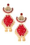 Shop_Tizora_Gold Plated Beads, Zari, Embroidery Jhumka Danglers _at_Aza_Fashions