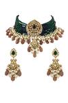 Shop_Riana Jewellery_Gold Plated Real Jadtar Stones Bead Embellished Necklace Set _at_Aza_Fashions
