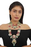 Buy_Riana Jewellery_Gold Plated Real Jadtar Stones Embellished Necklace Set _at_Aza_Fashions