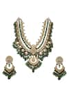 Shop_Riana Jewellery_Gold Plated Real Jadtar Stones Embellished Necklace Set _at_Aza_Fashions