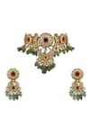 Shop Riana Jewellery Gold Plated Diamonds, Crystals, Pearls Stone Embellished Necklace Set at Aza Fashions Shop_Riana Jewellery_Gold Plated Diamonds, Crystals, Pearls Stone Embellished Necklace Set _at_Aza_Fashions