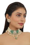 Buy_Riana Jewellery_Gold Plated Real Jadtar Stones Bead Drop Necklace Set _at_Aza_Fashions