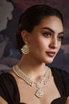 Buy_Paisley Pop_Gold Plated Diamonds, Pearls Polki Necklace Set _at_Aza_Fashions