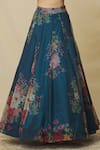 Shop_Angad Singh_Blue Organza Embroidered Sequin Plunge Floral Blossom Print Lehenga Set 