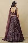 Angad Singh_Maroon Georgette Embroidered Plunge Embellished Lehenga Set _Online_at_Aza_Fashions